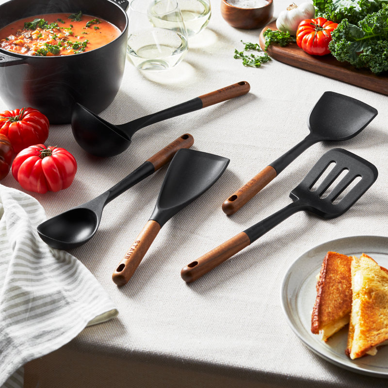 Staub Silicone with Wood Handle 5-Piece Cooking Utensil Set